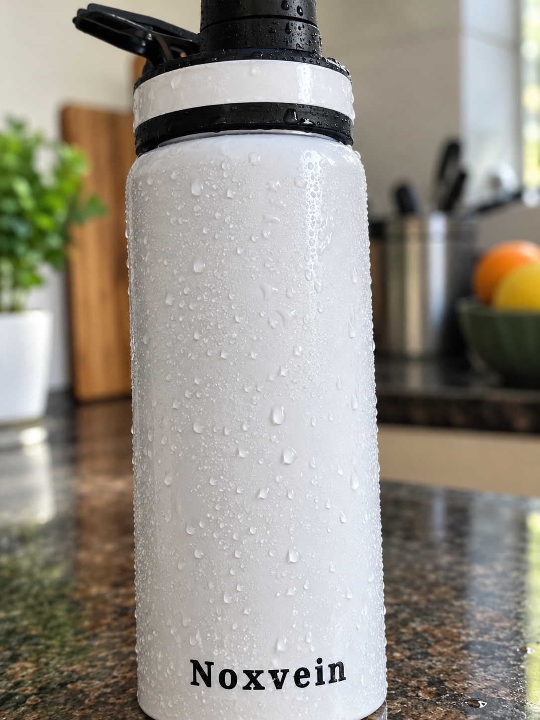 Noxvein Stainless Steel H2O Water Bottle – 750ml White