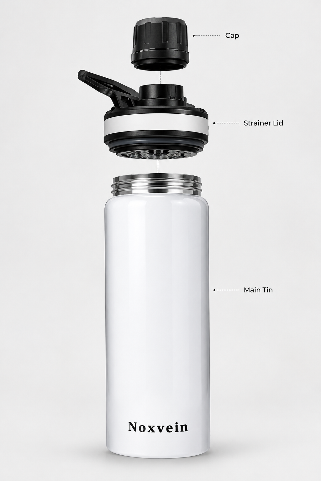 Noxvein Stainless Steel H2O Water Bottle – 750ml White