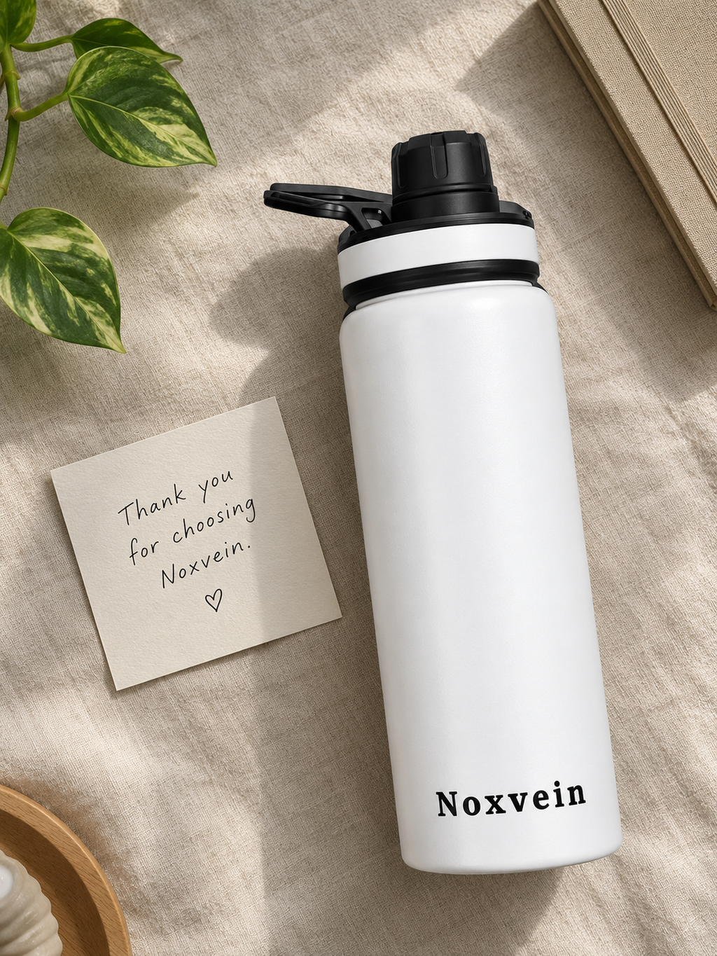 Noxvein Stainless Steel H2O Water Bottle – 750ml White