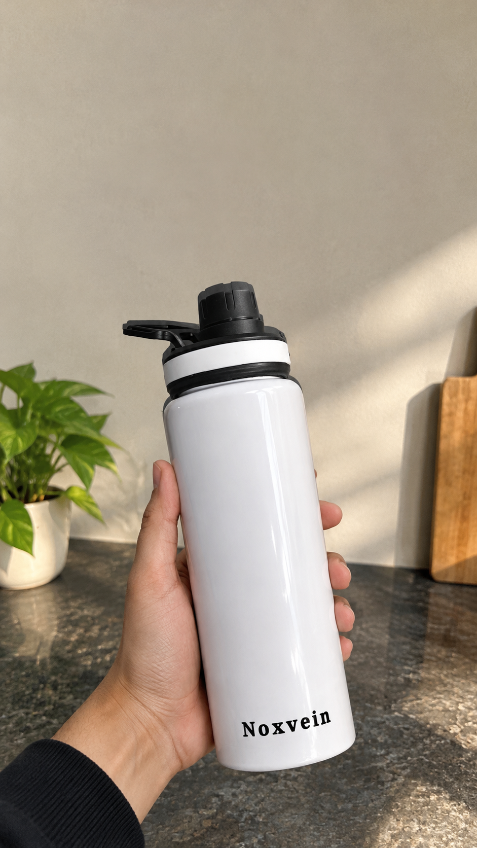 Noxvein Stainless Steel H2O Water Bottle – 750ml White