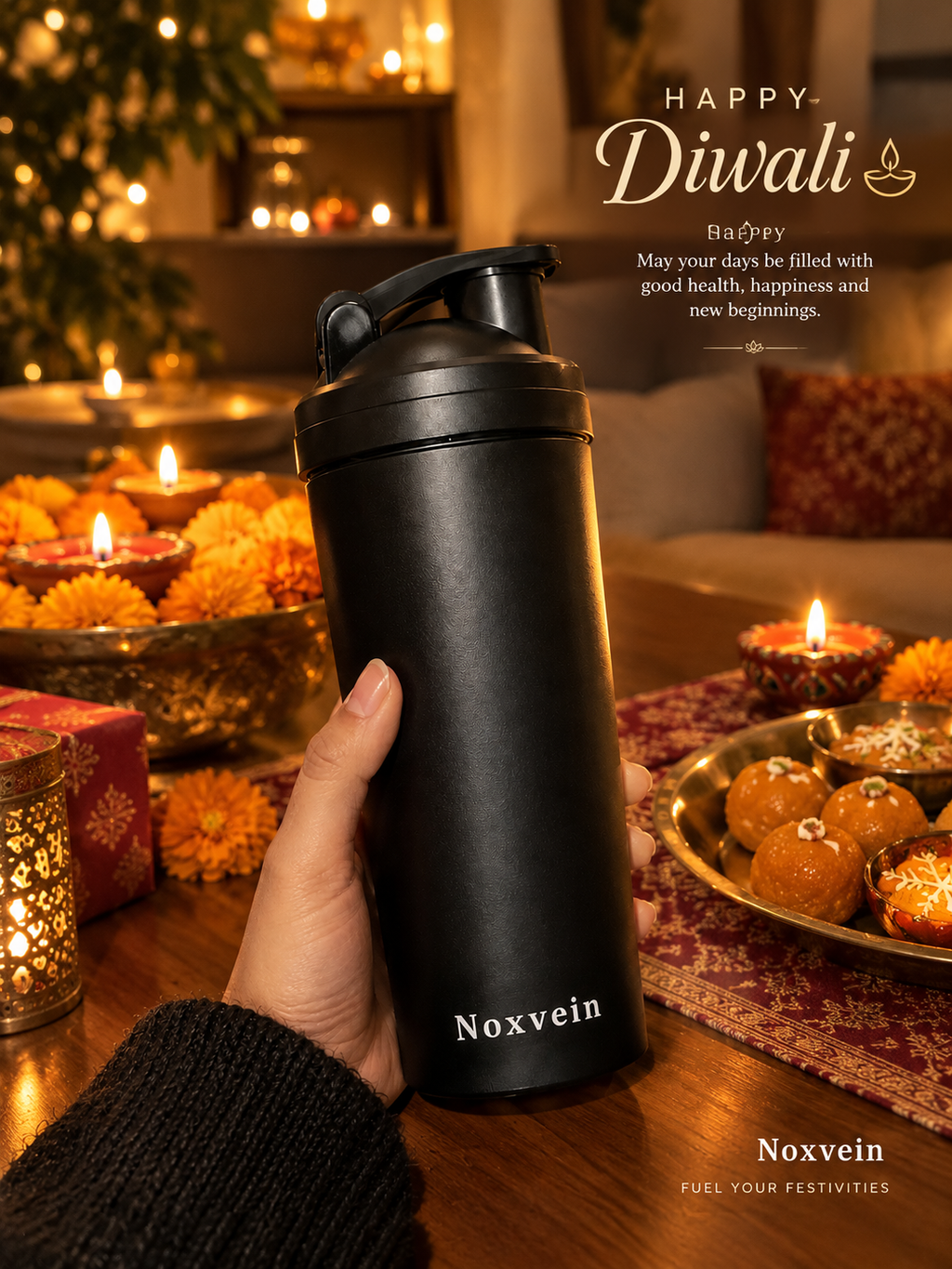 Noxvein Stainless Steel Shaker – 750ml Matte Black