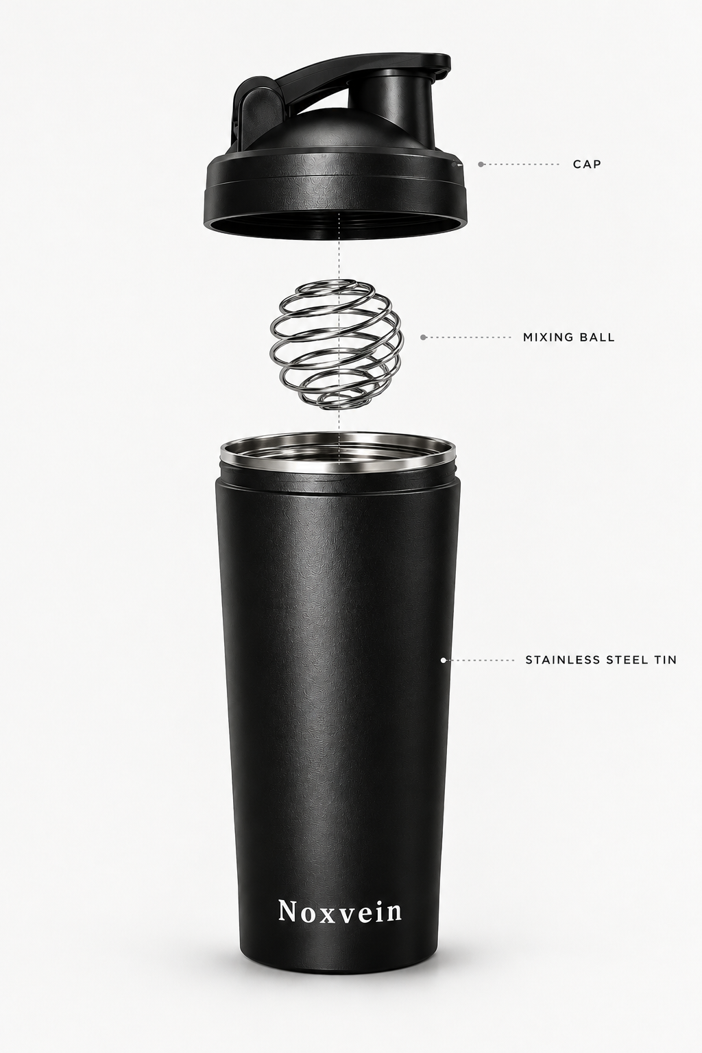 Noxvein Stainless Steel Shaker – 750ml Matte Black