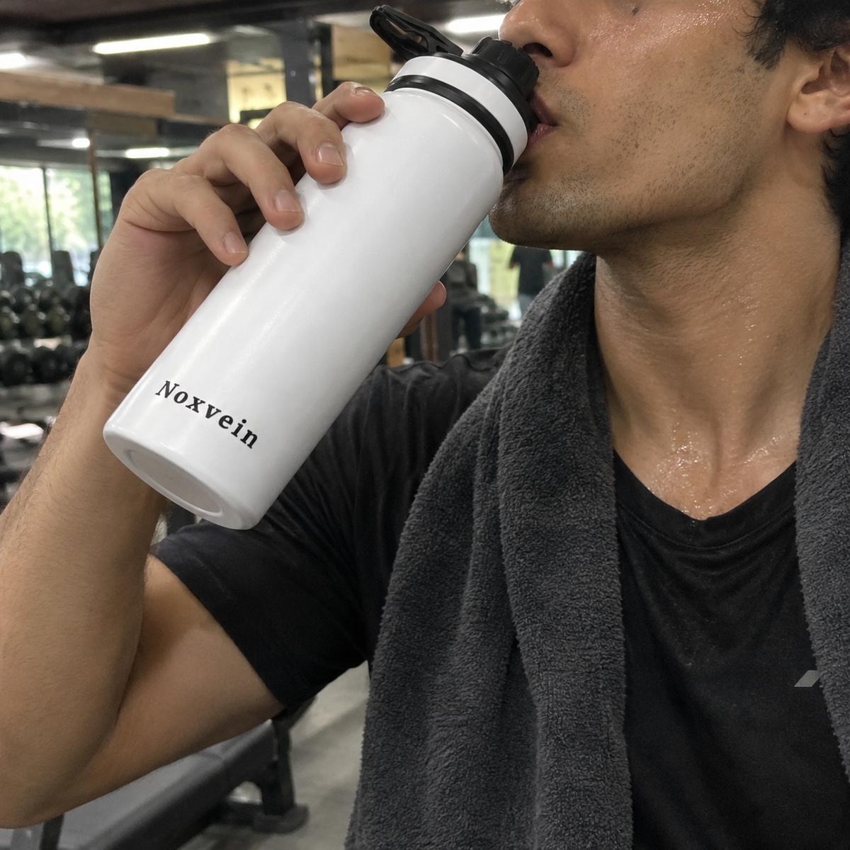 Noxvein Stainless Steel H2O Water Bottle – 750ml White